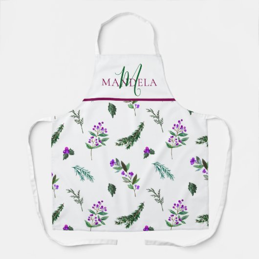 Tablier Conception florale de monogramme de verdure de bai (Recto)
