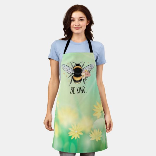 Tablier Conception Florale Mignonne Abeille Soyez Gentil (Porté)
