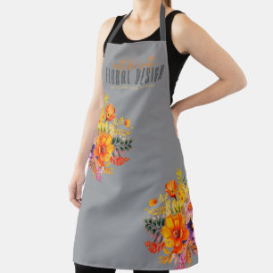 Tablier Conception Florale Sophistiquée Fleurs Grises Oran