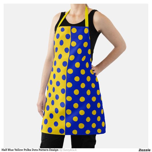 Tablier Conception Pois demi-bleue Jaune