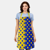 Tablier Conception Pois demi-bleue Jaune (Porté)