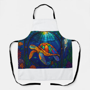 Tablier Conception vibrante de tortue marine en verre colo