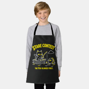 Tablier Concours de regards drôles de chats de pêche jaune