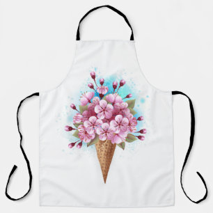 Tablier Cône rose Sakura crème glacée gaufre