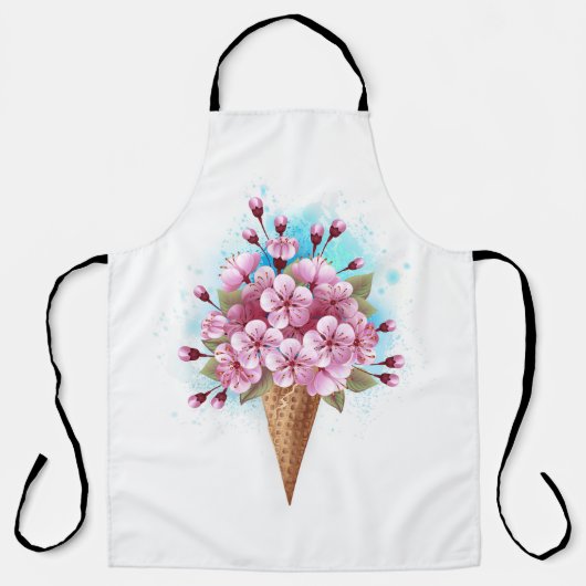 Tablier Cône rose Sakura crème glacée gaufre (Recto)