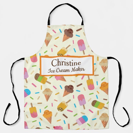 Tablier cônes de crème glacée et popsicles nom personnalis (Recto)