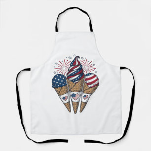 Tablier Cônes de glace patriotiques vintage Quatre Juillet