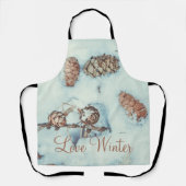 Tablier Cônes de mélèze sur la neige bleue fraîche (Recto)