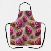 Tablier Cônes de pin rose d'hiver aux accents dorés (Recto)