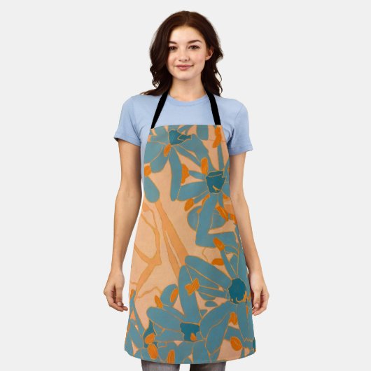 Tablier Contemporary Leaf Design in Peach (Porté)