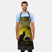 Tablier Conversation Noir Halloween Chat noir (Porté)