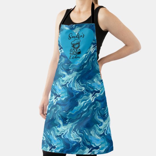 Tablier Cook Nom Ocean Wave Chef Apron (Insitu)
