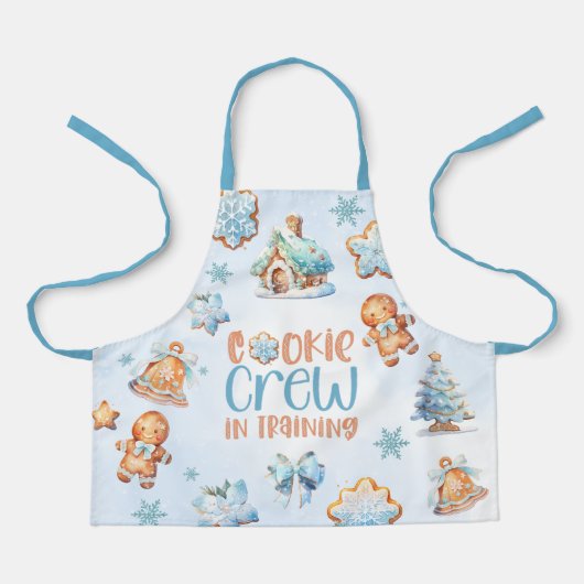 Tablier Cookie Crew in training Christmas blue gingerbread (Recto)