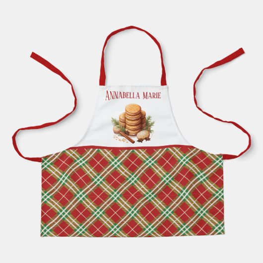 Tablier cookie de Noël plat cuisson ajouter nom aquarelle (Recto)