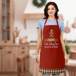 Tablier Cookie Plaid Baking Crew Red Christmas<br><div class="desc">Le tablier idéal pour tous vos gâteaux de Noël de vacances! Un mignon homme en pain d'épice et une épingle à rouler avec votre nom. La typographie amusante dit "Cookie Baking Crew - Baking and Tasting Division". Le tablier idéal pour toute votre famille ! Motif plaid amusant sur le fond...</div>