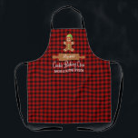 Tablier Cookie rouge pâtissier équipage de cuisson Noël ro<br><div class="desc">Le tablier idéal pour tous vos gâteaux de Noël de vacances! Un mignon homme en pain d'épices et une épingle à rouler avec votre nom. La typographie amusante dit "Cookie Baking Crew - Baking and Tasting Division". Le tablier idéal pour toute votre famille ! Plaid de buffle rouge amusant.</div>