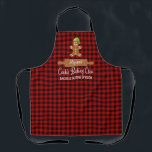 Tablier Cookie rouge pâtissier équipage de cuisson Noël ro<br><div class="desc">Le tablier idéal pour tous vos gâteaux de Noël de vacances! Un mignon homme en pain d'épices et une épingle à rouler avec votre nom. La typographie amusante dit "Cookie Baking Crew - Baking and Tasting Division". Le tablier idéal pour toute votre famille ! Plaid de buffle rouge amusant.</div>