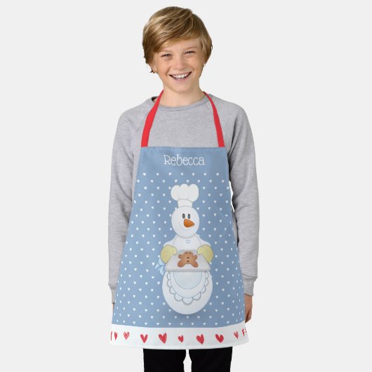 Tablier Cookie Snowman Baking Apron (Porté)
