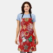 Tablier Cookies de Noël et flocons de neige sur Red Apron (Porté)