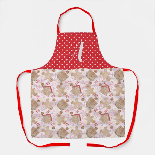 Tablier Cookies de Noël rose Apron, Moyen Apron (Recto)