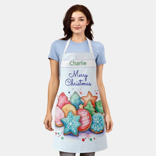 Tablier Cookies festifs Joyeux Noël Personnalisé (Porté)