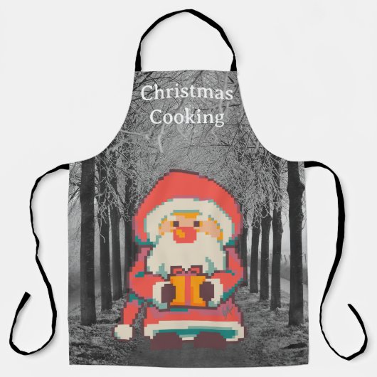 Tablier Cooking Christmas, Santa pixelart, Pixel Art (Recto)