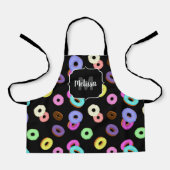 Tablier Cool amusant beignets colorés motif noir Monogramm (Recto)