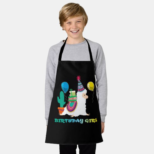 Tablier Cool Cute Alpaca Llama Cactus Filles Anniversaire (Porté)