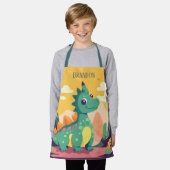Tablier Cool enfants dinosaures amoureux ajouter le nom (Porté)