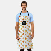 Tablier Cool et fun pizza tranches motif Monogram blanc (Porté)
