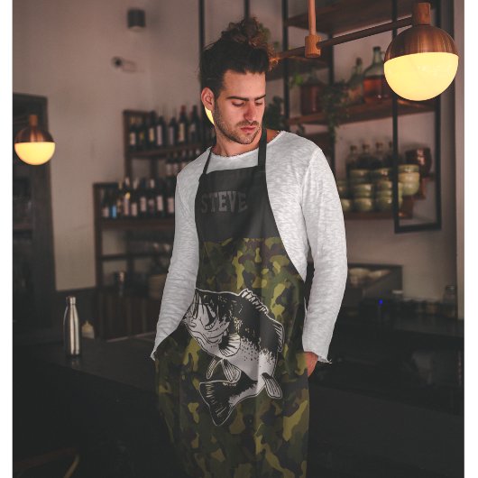 Tablier Cool Hobby Camo Nom Basse Pêche Hommes Apron