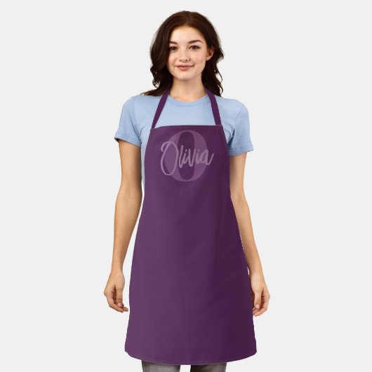 Tablier Cool Monochrome Purple Script tendance Monogramme (Porté)