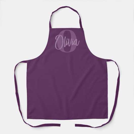 Tablier Cool Monochrome Purple Script tendance Monogramme (Recto)