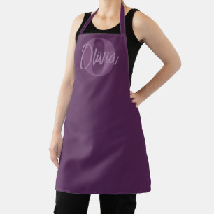 Tablier Cool Monochrome Purple Script tendance Monogramme