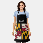 Tablier Cool Personnalisé Maryland Drapeau Chef Apron (Porté)