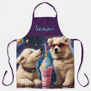 Tablier Cool Samoyed Puppies devant ce Milkshake Mondial
