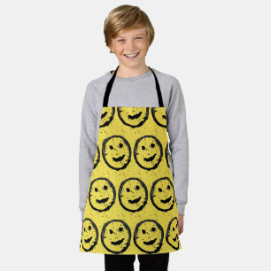 Tablier Cool Sardé Joyeux visage souriant motif jaune