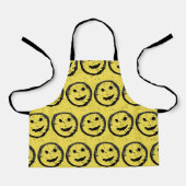 Tablier Cool Sardé Joyeux visage souriant motif jaune (Recto)