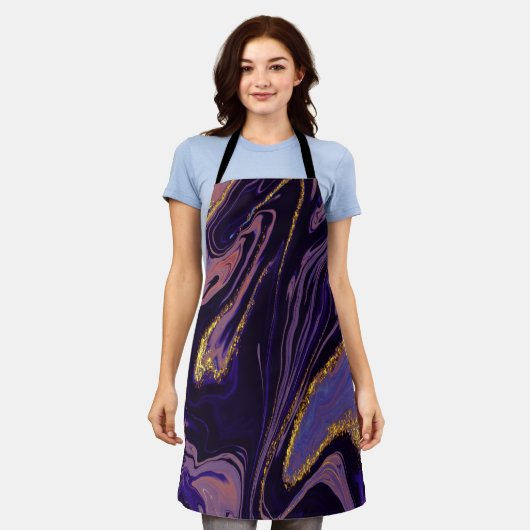 Tablier Cool tendance violet or marbre Motif (Porté)