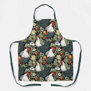 Tablier Coq dans le Jardin Vert William Morris Style