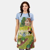 Tablier Coq de jardin de ferme coloré (Porté)