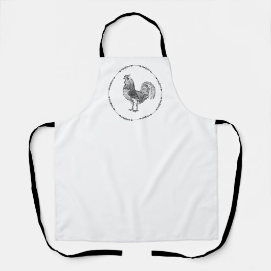 Tablier Coq de pays noir et blanc (Recto)