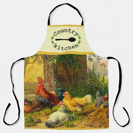 Tablier Coq Poules Ferme Cuisine de Campagne (Recto)