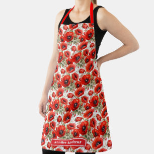 Tablier Coquelicots Rouges Fleurs de Pavot