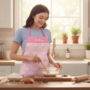 Tablier Coquette Bow rose Moderne Fille Nom personnalisé