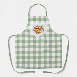 Tablier Coquette Vintage rétro Bébé Animaux Cerfs En vichy