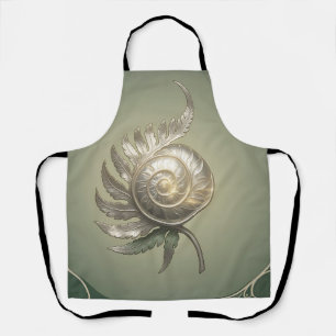 Tablier Coquille de fougère en spirale argentée Art Nouvea