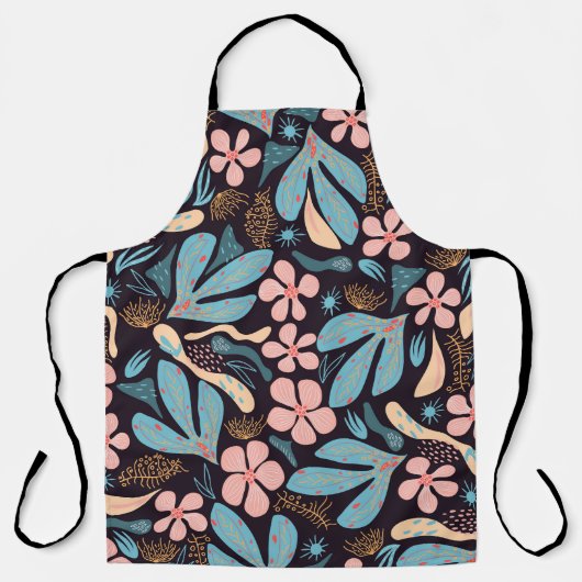 Tablier Coral Blue Floral Dark Print (Recto)