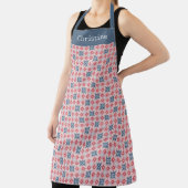Tablier Coral Blue Star Pattern Personalized Name (Insitu)