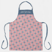 Tablier Coral Blue Star Pattern Personalized Name (Recto)